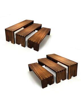 2 Set Wood Display Risers Small Wooden Stand for Display Cupcake Stands